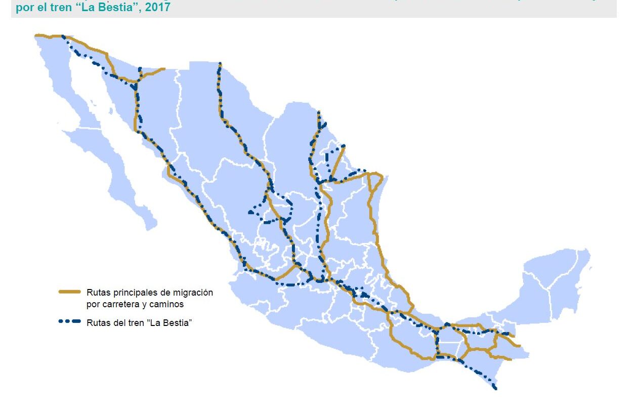 Principales-rutas-migratorias-terrestres-desde-el-Sur-al-Norte-que-atraviesan-Mexico-BBVA-Research | México Ahora