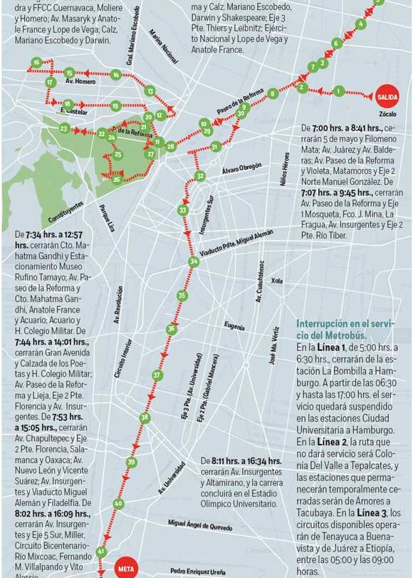 aqui las vialidades cerradas por el maraton cdmx este domingo Aquí las vialidades cerradas por el Maratón CDMX este domingo |