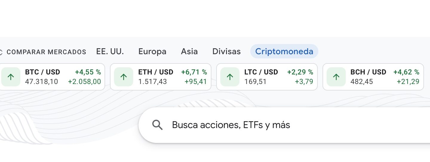 google finance anade pestana con precio de 4 criptomonedas Google Finance añade pestaña con precio de 4 criptomonedas |
