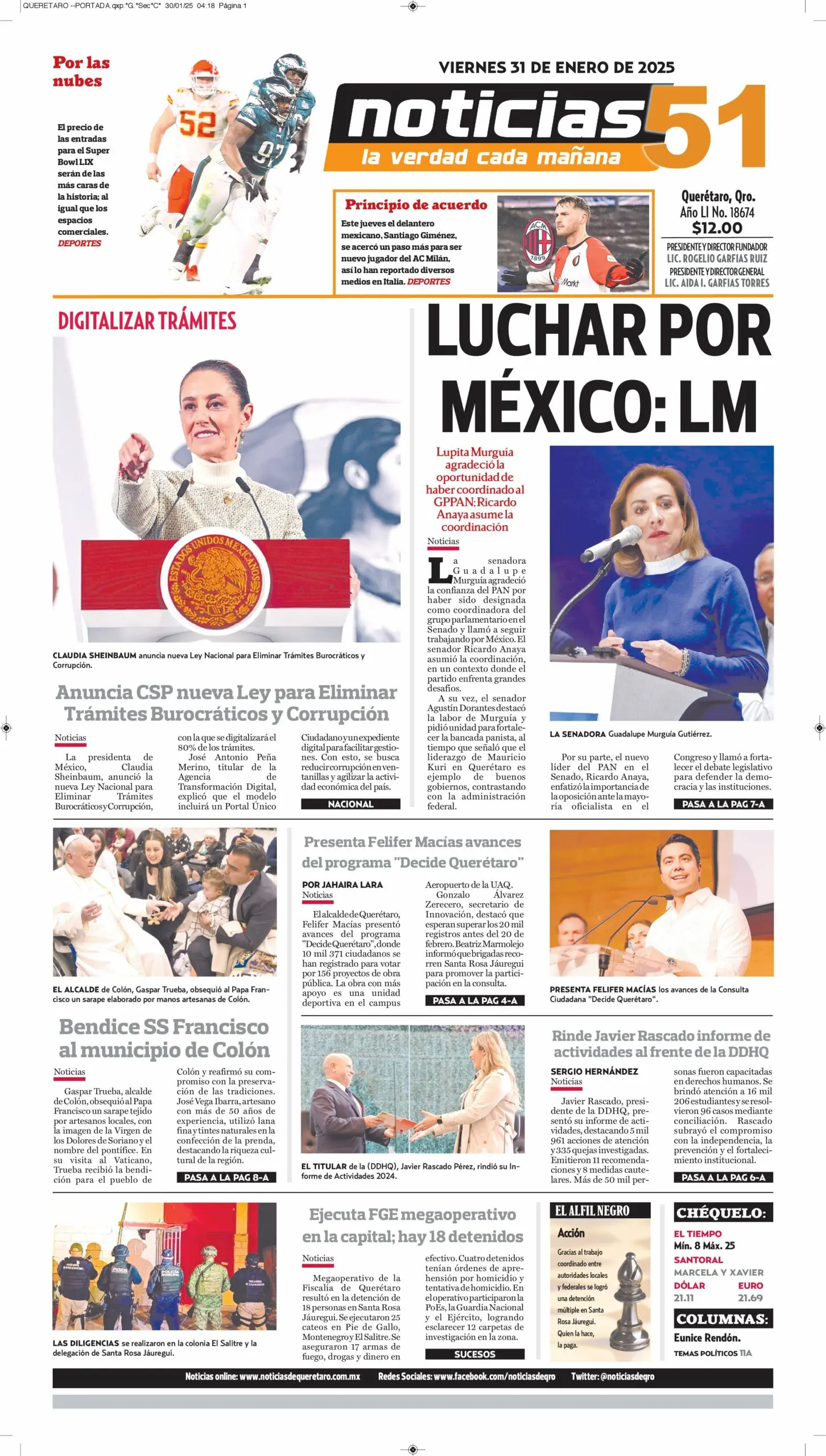 trueba-anuncia-campana-turistica-queretaro-colon-te-conquistara | México Ahora Conoce la Portada de Hoy Noticias de Querétaro