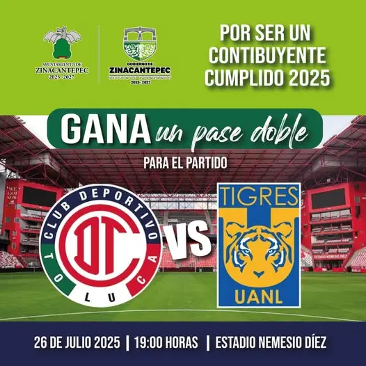gana-boletos-para-toluca-vs-tigres-zinacantepec | México Ahora Gana boletos para Toluca vs Tigres Zinacantepec Primero Editores
