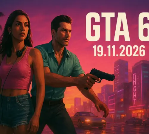 gta-6-lanzamiento-19-noviembre-2026 | México Ahora Portada promocional de GTA 6 con los protagonistas Lucia y Jason en Vice City anunciando el lanzamiento del 19 de noviembre de 2026