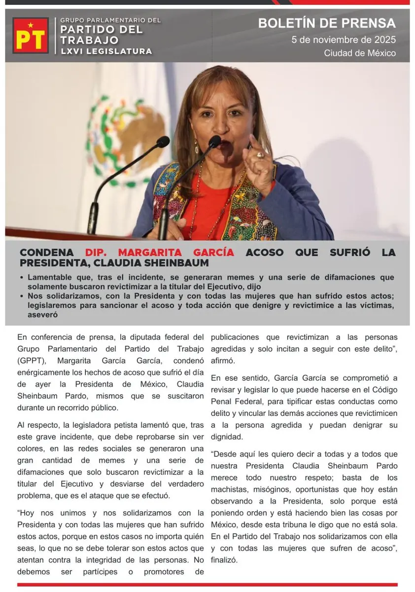 sheinbaum-sufrio-un-incidente-de-acoso-durante-un-recorrido-publico | México Ahora Diputadas y Diputados Petistas on X