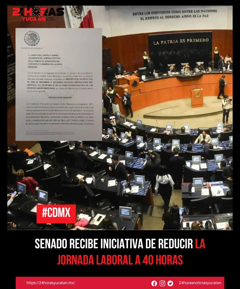 recibio senado iniciativa para reducir jornada laboral a 40 horas Recibió Senado iniciativa para reducir jornada laboral a 40 horas |