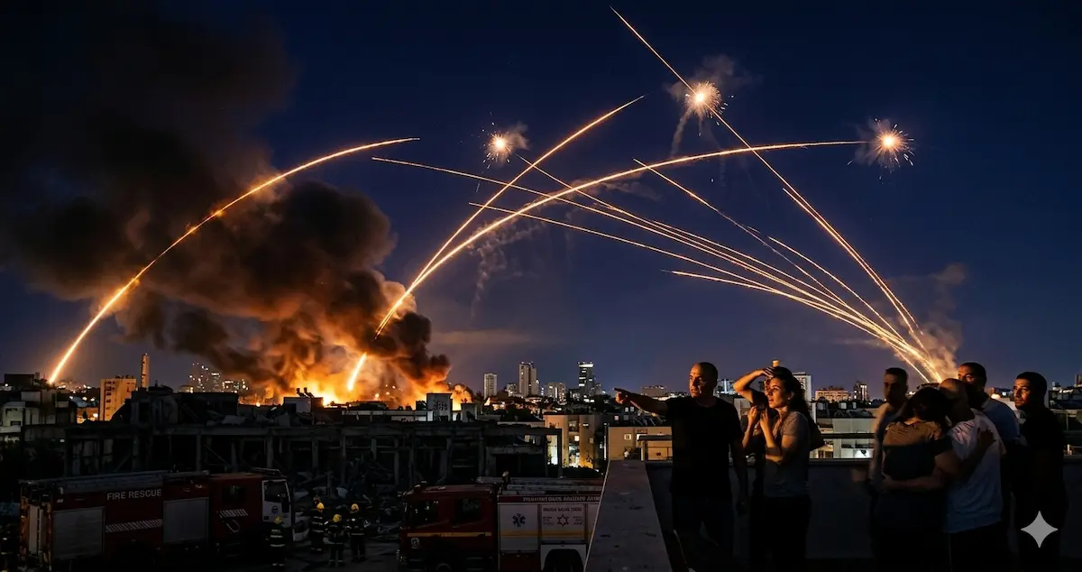 crisis-israel-ataque-iran | México Ahora Crisis Israel Misiles iraníes iluminan el cielo nocturno durante ataque coordinado con Hezbolá