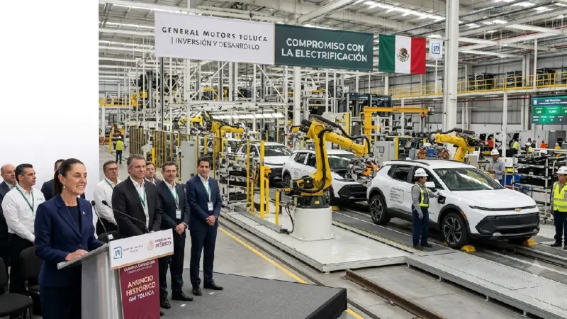 general-motors-inversion-mexico-toluca-1200x630jpg | México Ahora Presidenta Claudia Sheinbaum durante anuncio de inversión de General Motors en planta automotriz de Toluca para producir más de 80 mil autos al año en México