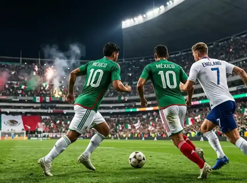 mexico vs inglaterra historial mundial 2026webp México vs Inglaterra historia de enfrentamientos y la esperanza en el Mundial 2026 | México vs Inglaterra en un estadio lleno durante un partido internacional representando el historial entre ambas selecciones y la expectativa rumbo a los octavos de final del Mundial 2026