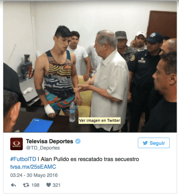 Alan Pulido fue liberado tras 24 horas de secuestro