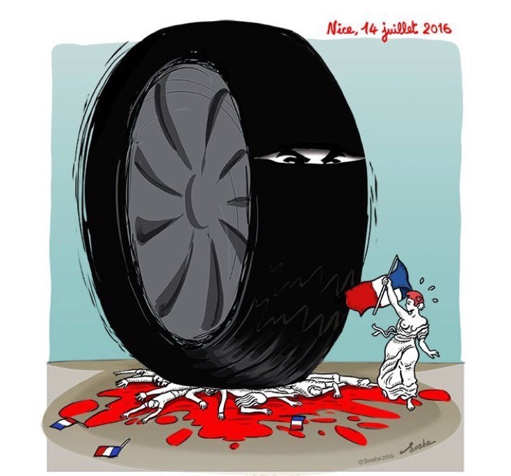 Como tributo a las víctimas del atentado en Niza, los artistas se manifestaron con conmovedoras ilustraciones