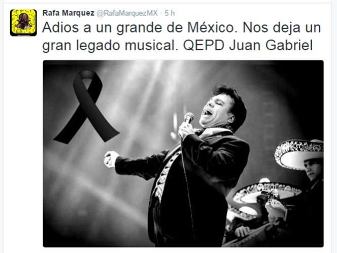 Mundo del deporte lamenta muerte de Juan Gabriel