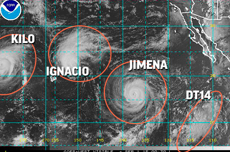 Tres huracanes se forman en el Pacífico