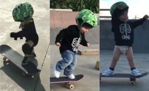 (Video) Este es el skater bebé que dejó al mundo entero con la boca abierta por su habilidad y ternura