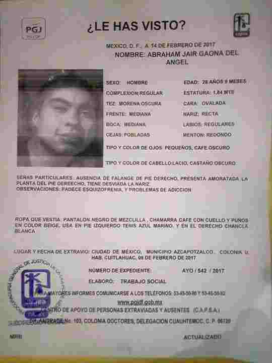 Abraham Jair fue visto por última vez en Azcapotzalco