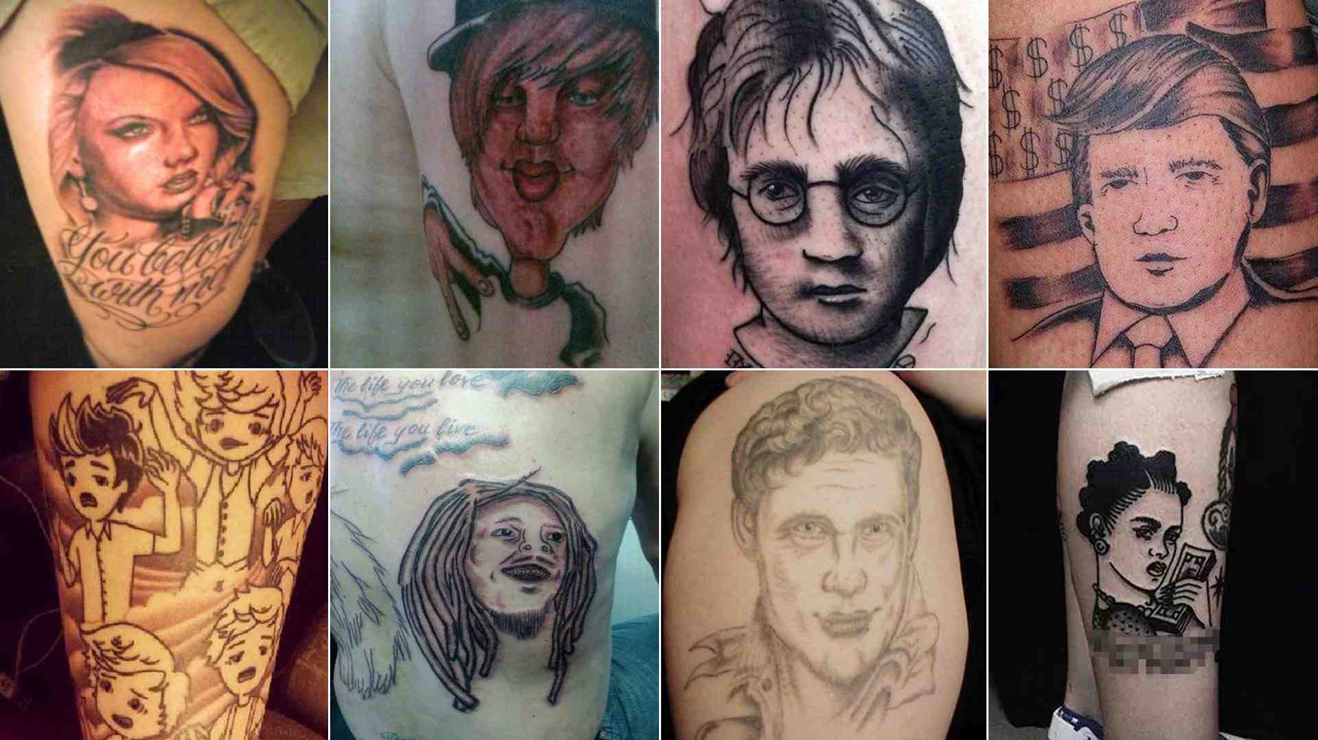 Reto a la imaginación: ¿puedes adivinar a qué famosos retrataron en estos desastrosos tatuajes?