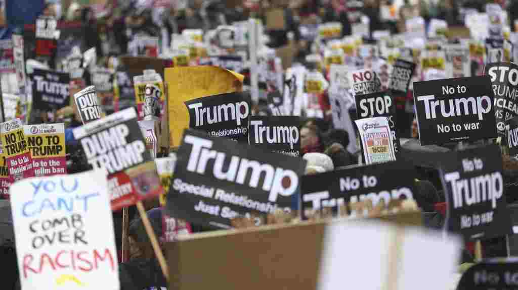 Miles de personas marcharon contra Donald Trump en las calles de Londres