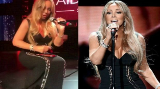 Mariah Carey dio autógrafos "sentada" en "silla invisible"