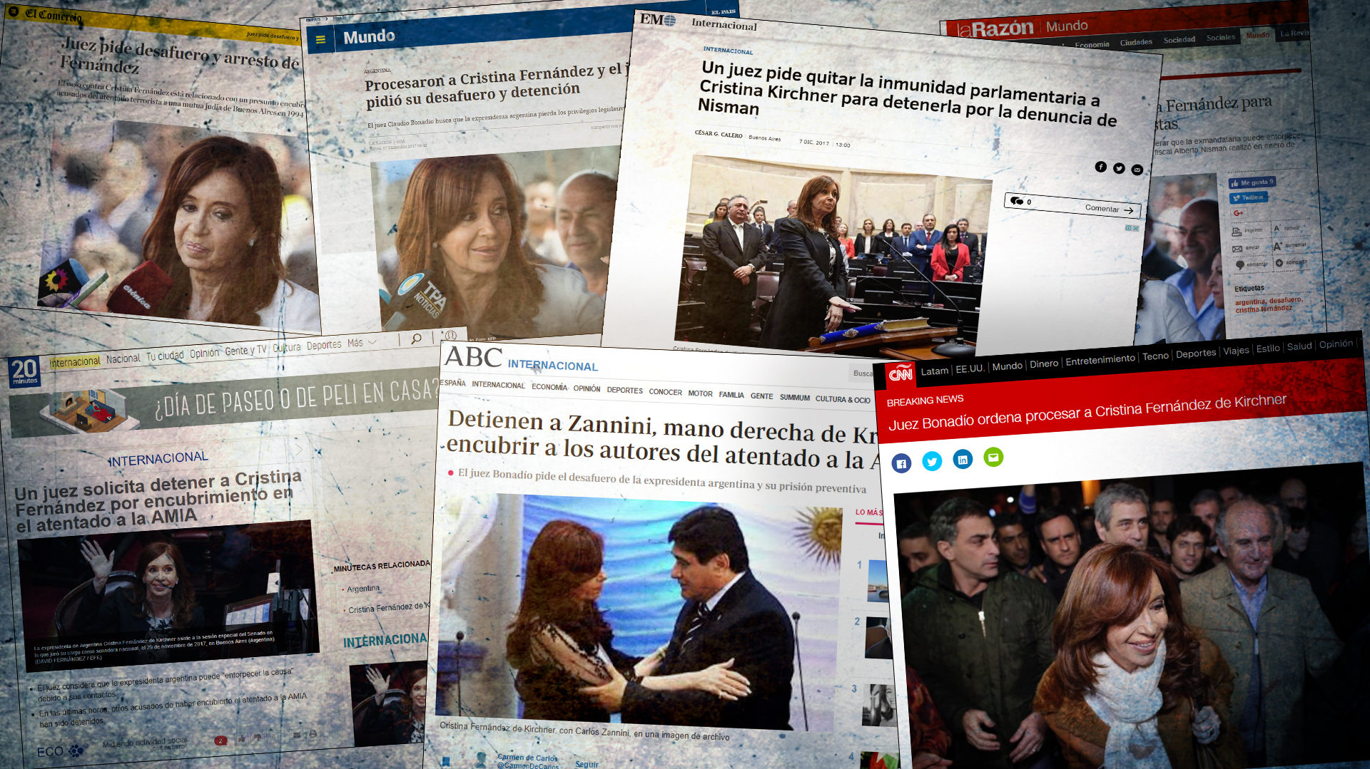 El procesamiento con prisión preventiva de Cristina Kirchner en los medios del mundo