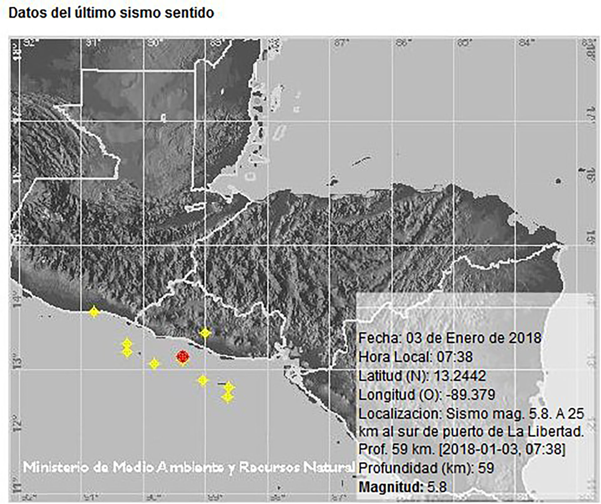 Un sismo de 5.8 sacudió El Salvador