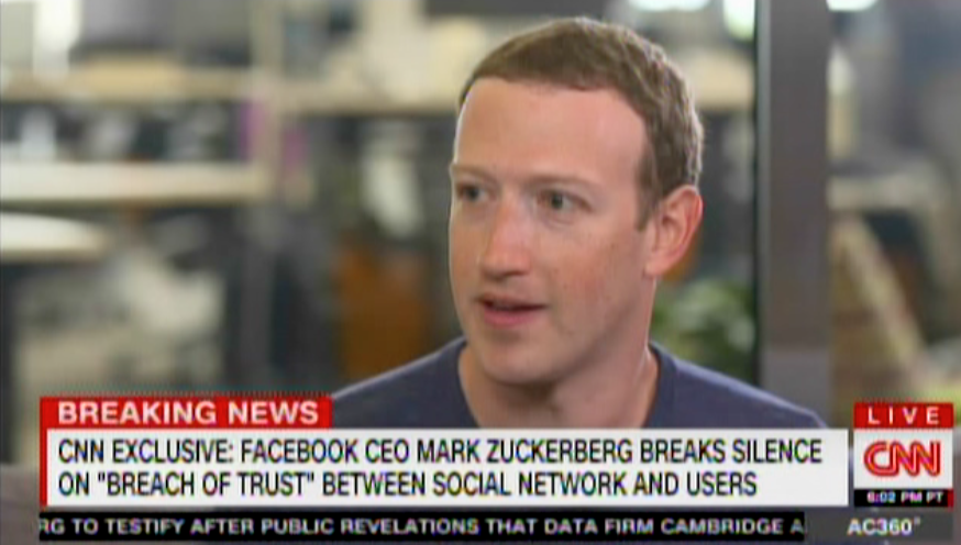 Mark Zuckerberg con CNN sobre el escándalo de Facebook: "Nos equivocamos y queremos arreglarlo"