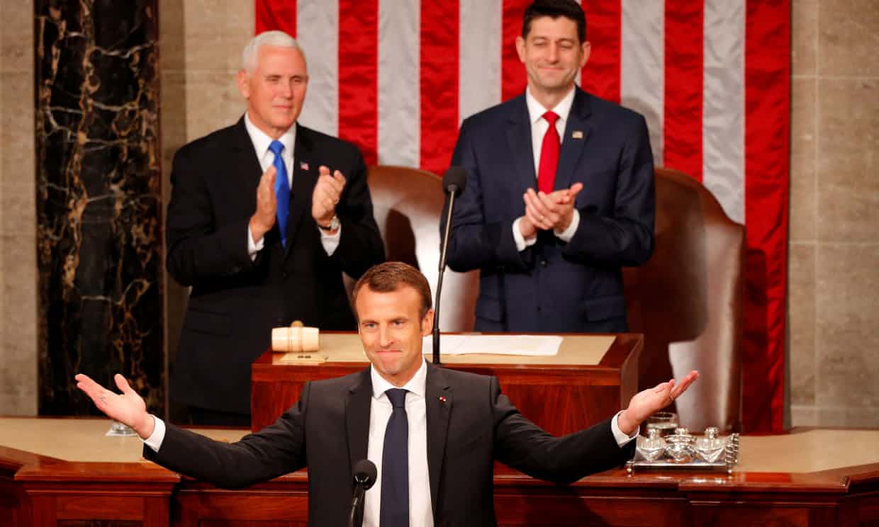 Macron le da a Trump una ‘cachetada con guante blanco’ ante el Congreso