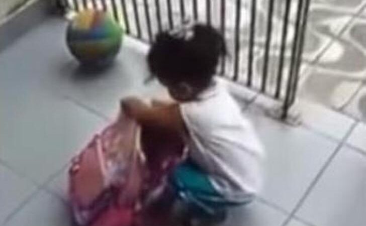 Vio que algo se movía en la mochila de su hija. La obligó a quitársela y mostrarle qué guardaba