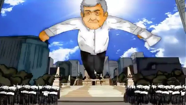 Al estilo del anime, López Obrador vence a sus enemigos