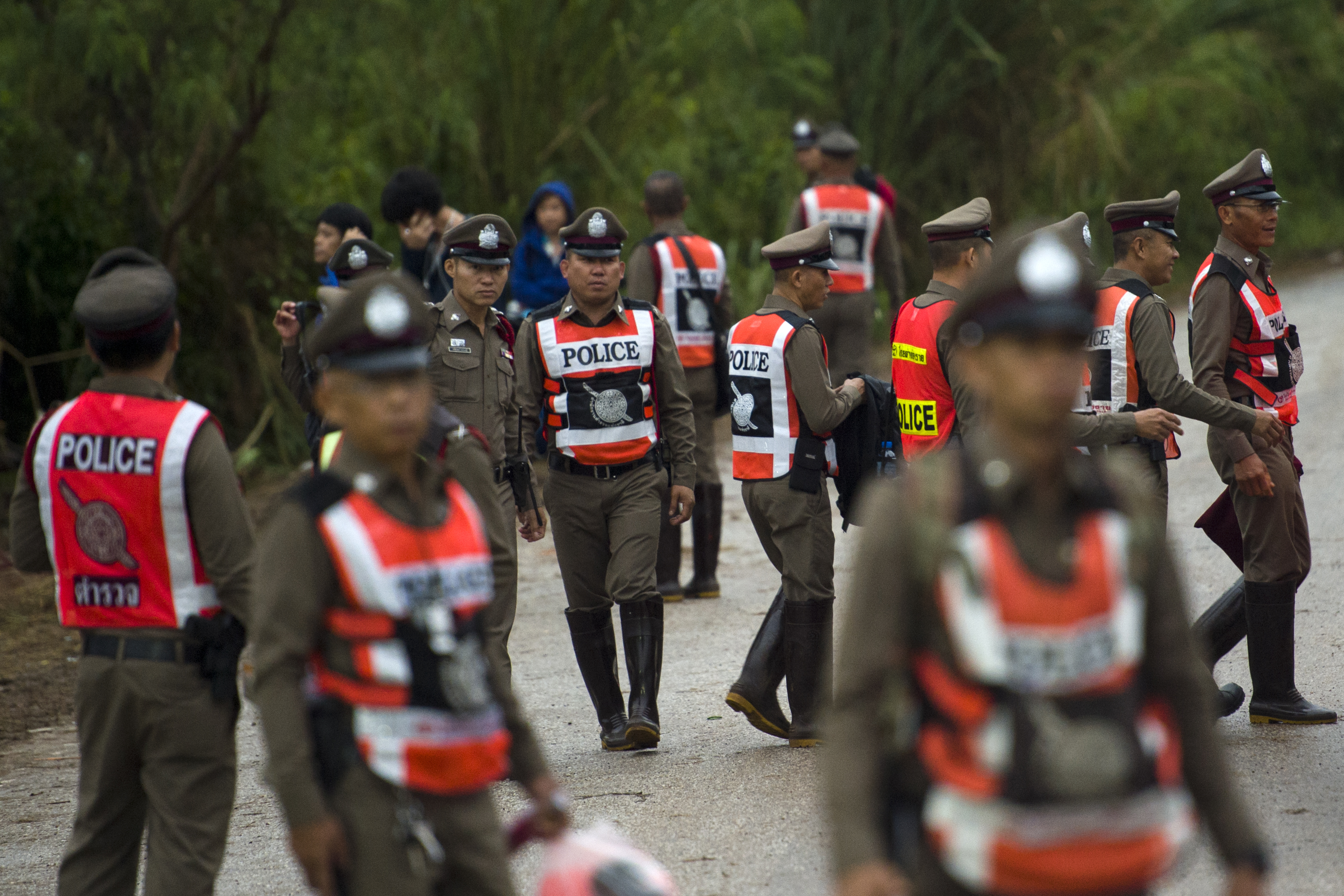 La policía tailandesa custodia el área (AFP / YE AUNG THU)