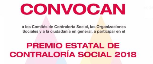 CONVOCA GOBIERNO DEL EDOMÉX A PARTICIPAR EN EL 10° PREMIO ESTATAL DE CONTRALORÍA SOCIAL 2018