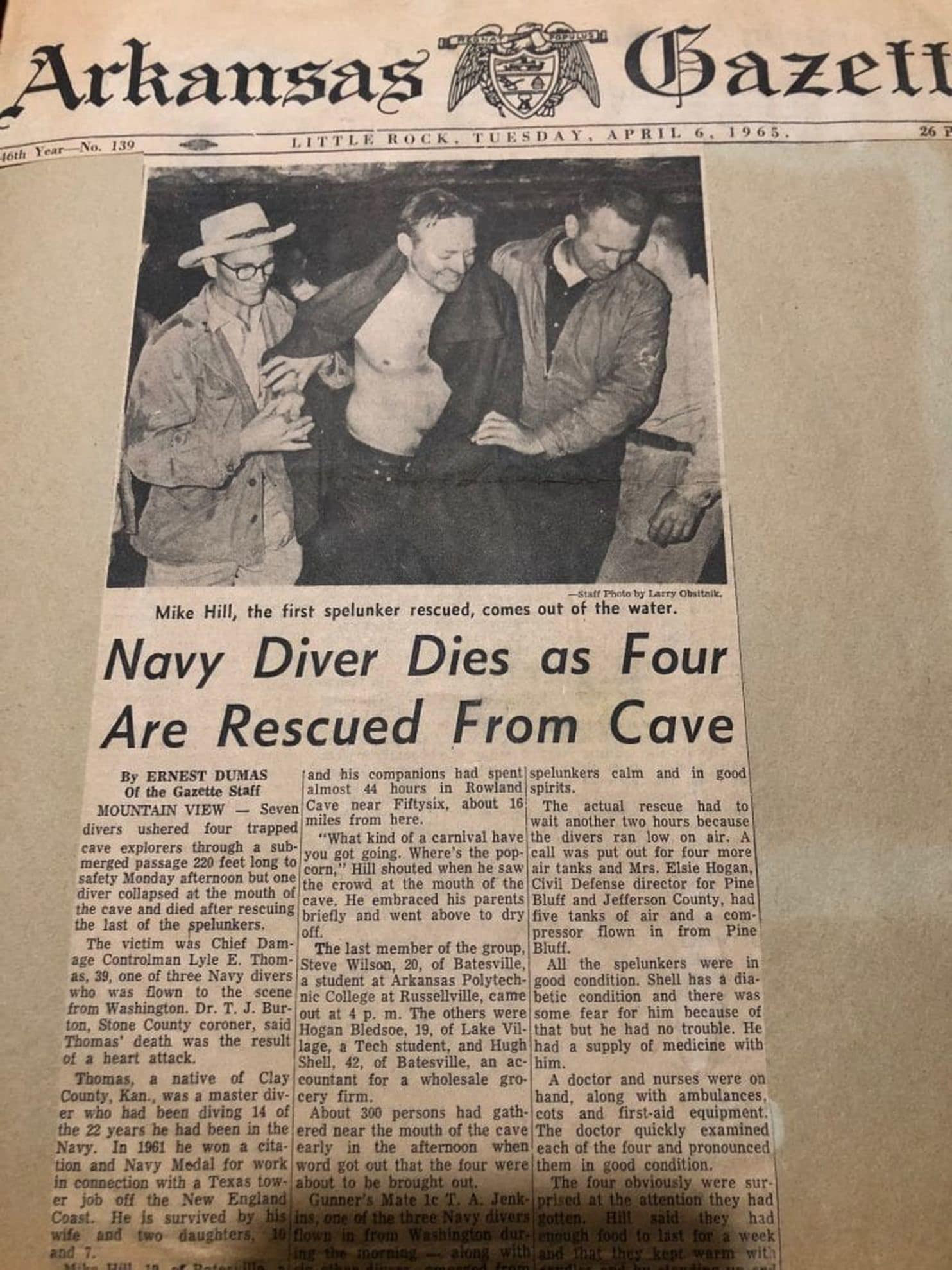 El “Arkansas Gazette” se hizo eco de la desaparición y del rescate de los muchachos de Arkansas (The Washington Post / Jo Wilson)