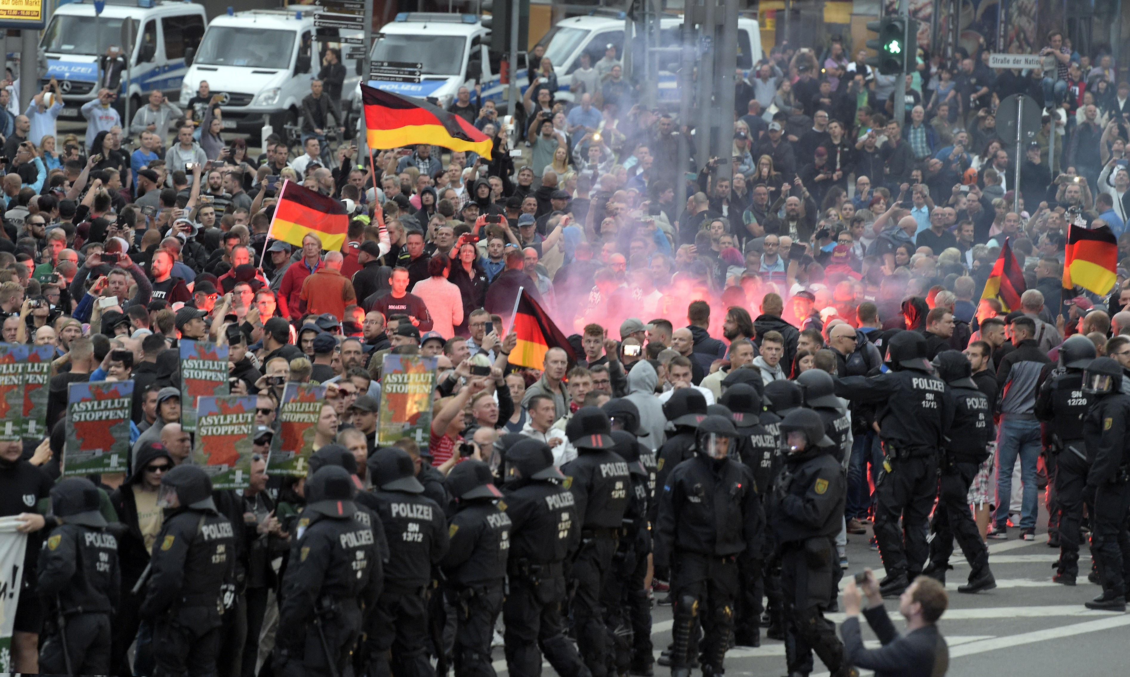 Las protestas xenófobas en  Chemnitz, Alemania (AP/Jens Meyer)