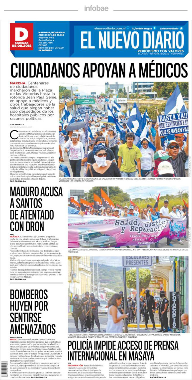 El nuevo diario – Nicaragua – 5 de Agosto de 2018