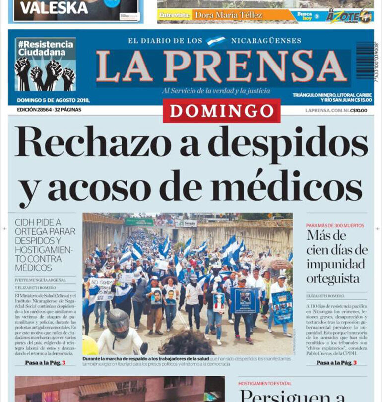 La prensa  Nicaragua  5 de Agosto de 2018 |