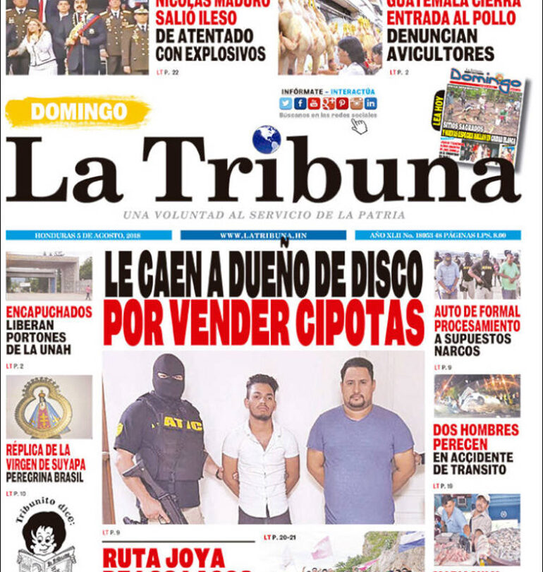 La tribuna  Honduras  5 de Agosto de 2018 |