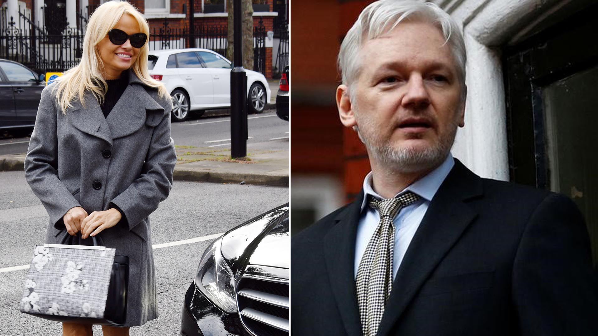 Una de la visitas de Pamela Anderson a Julian Assange en la embajada de Ecuador en Londres