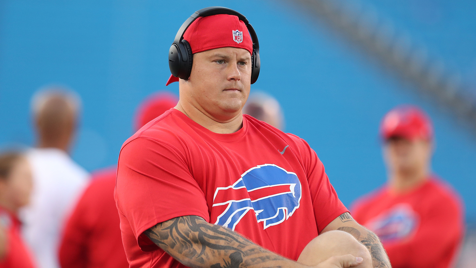 Richie Incognito entrando en calor para jugar contra New York Jets en New York (AFP)