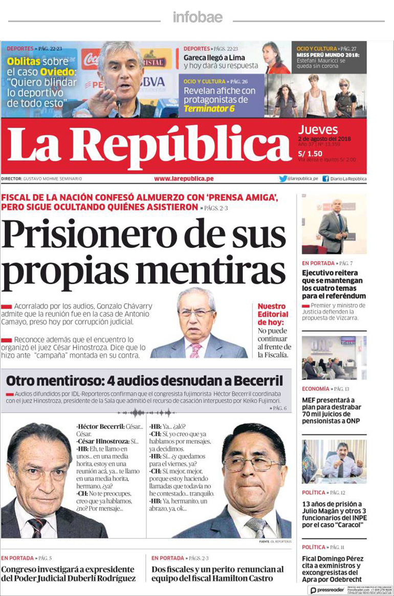 La República, Perú, 2 de agosto de 2018