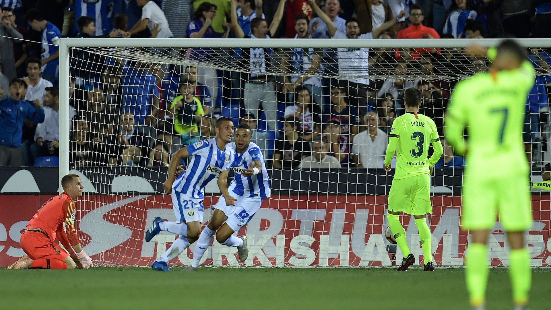 El festejo de Oscar en el segundo gol del Leganés (AFP)