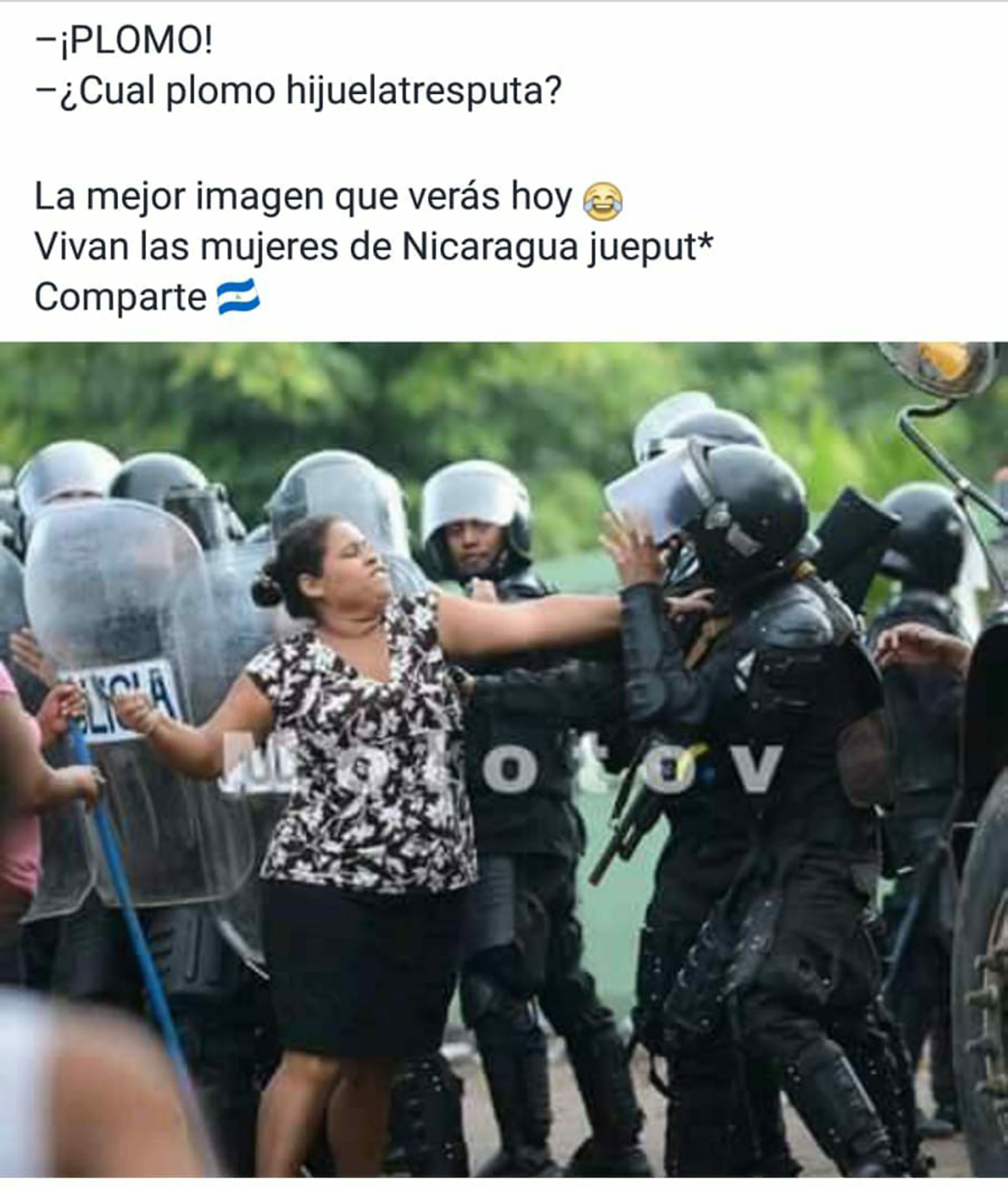 Una imagen que desnuda las mentiras del régimen de Ortega, quien acusa a la población de utilizar armas en las marchas