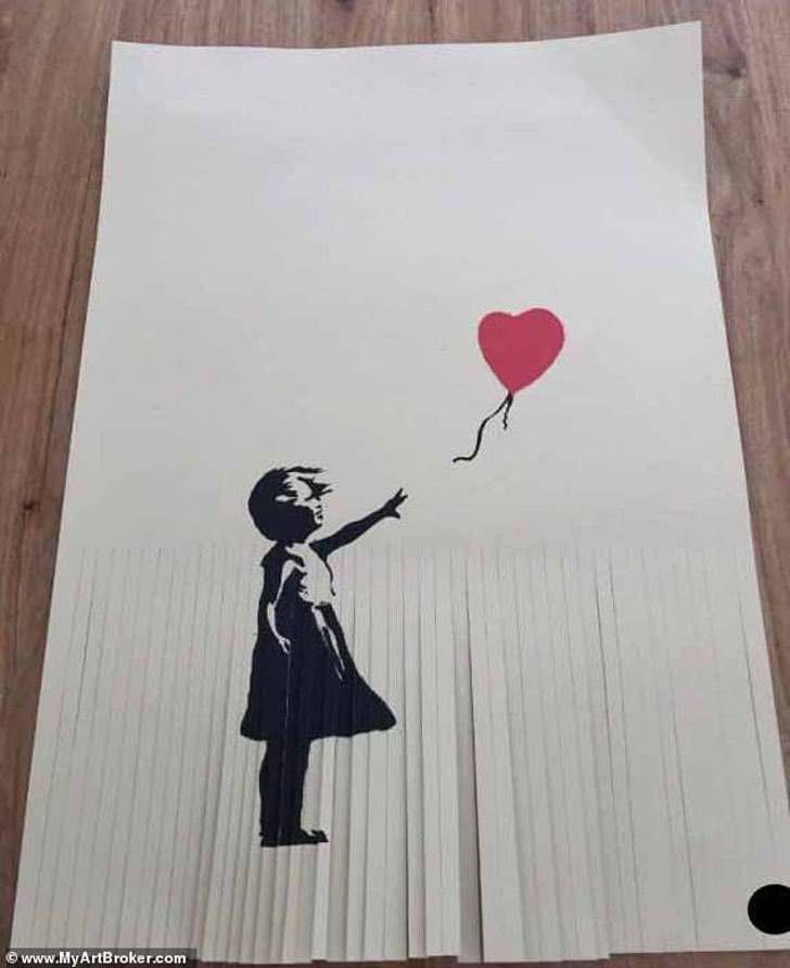 Copió el truco de Banksy, pero mal: Rompió una obra con un cuchillo y de 50.000 dólares pasó a 1