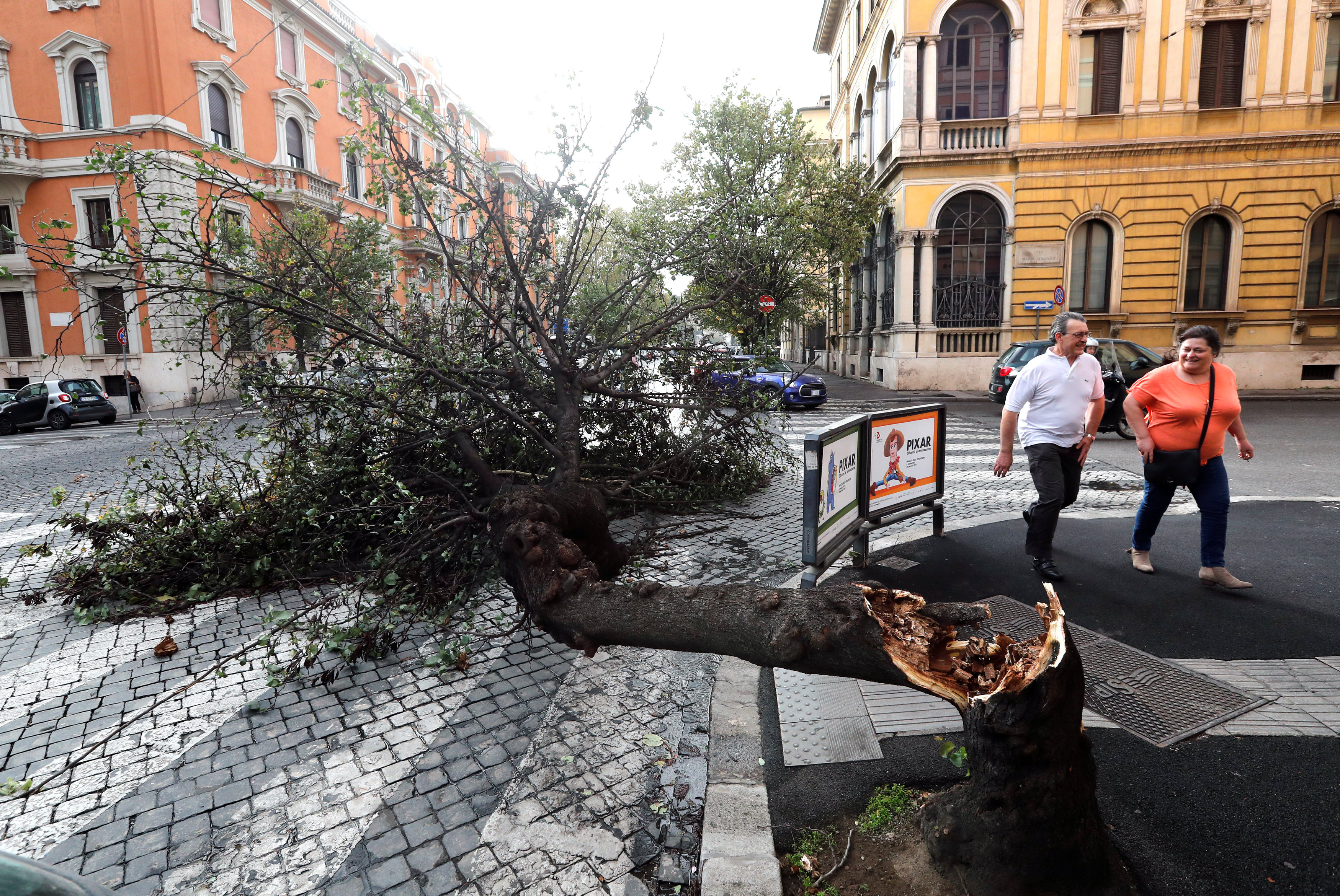 Un árbol caído en Roma (REUTERS/Stefano Rellandini)