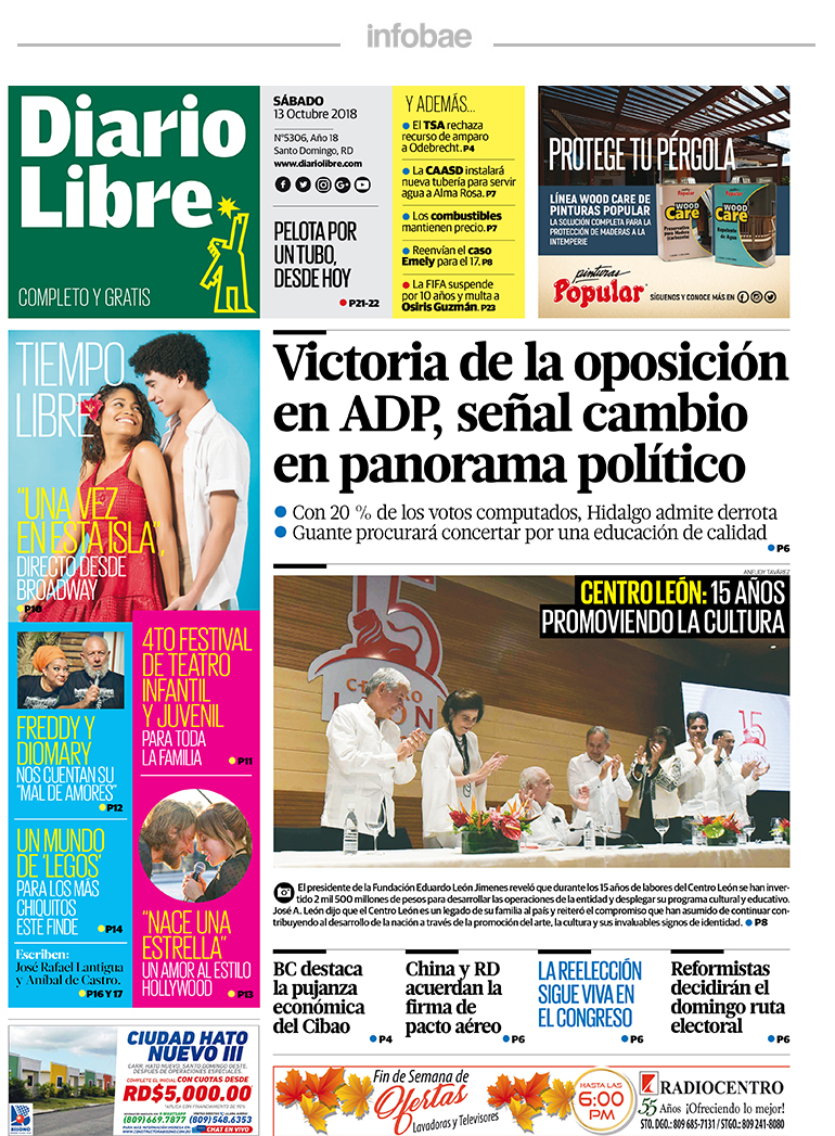 Diario libre – Republica Dominicana – 14 de Octubre de 2018