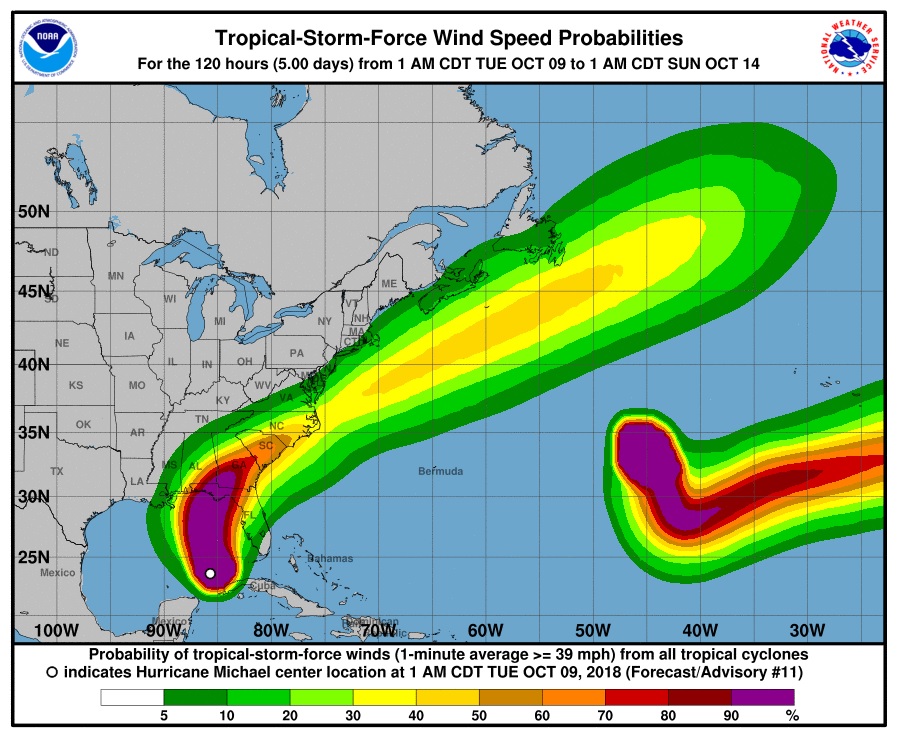 La trayectoria pronosticada de las tormentas