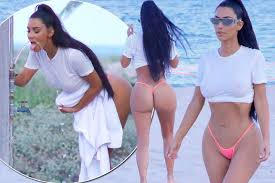 Kim Kardashian aparece en escandalosa tanga en redes