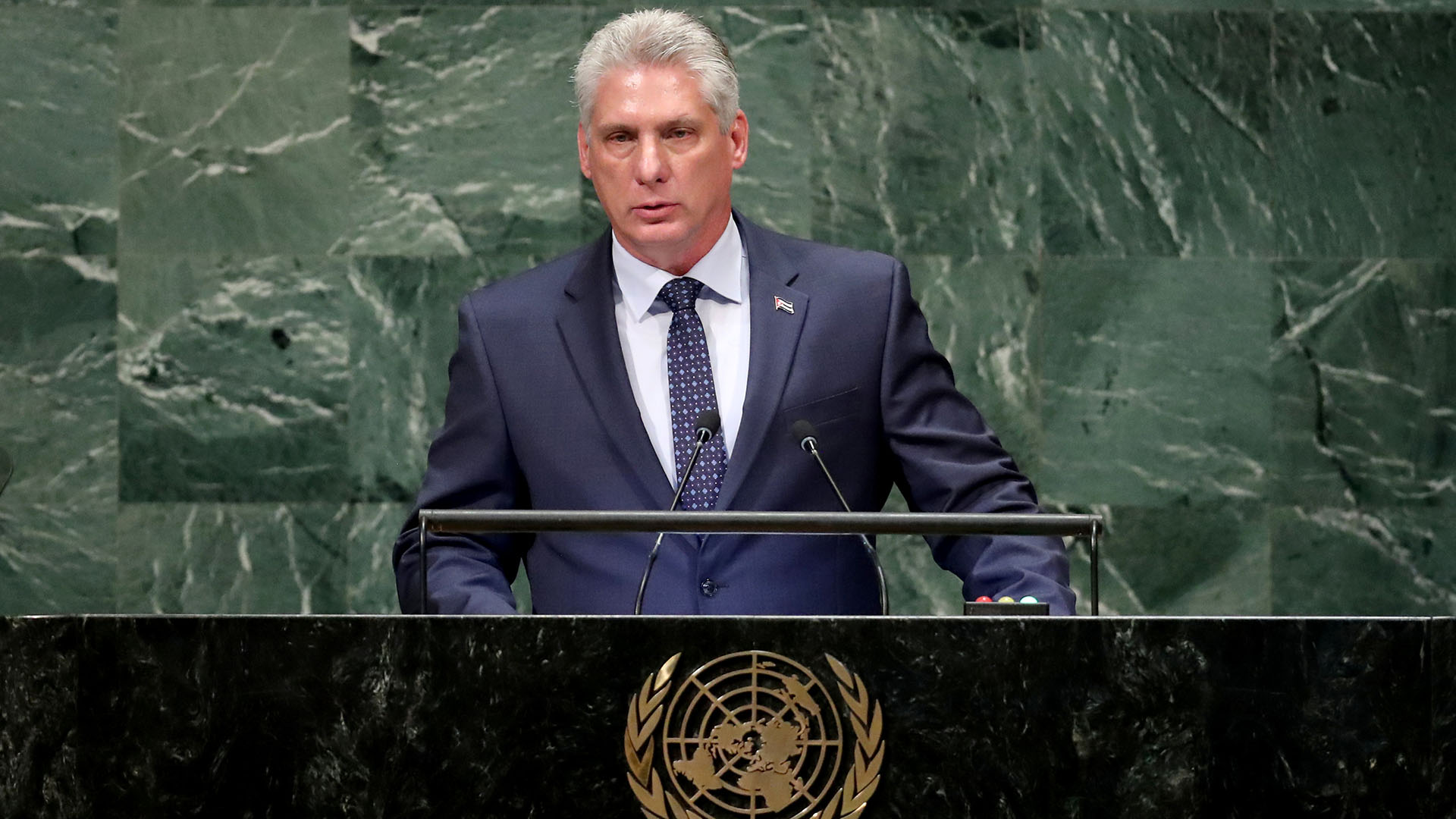 El gobernante cubano, Miguel Díaz-Canel en la Asamblea General de la ONU de 2018 (Reuters)