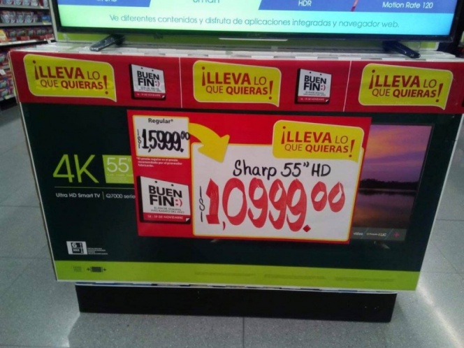 Caro error en el Buen Fin, televisor de 10.999 a 1.099 pesos