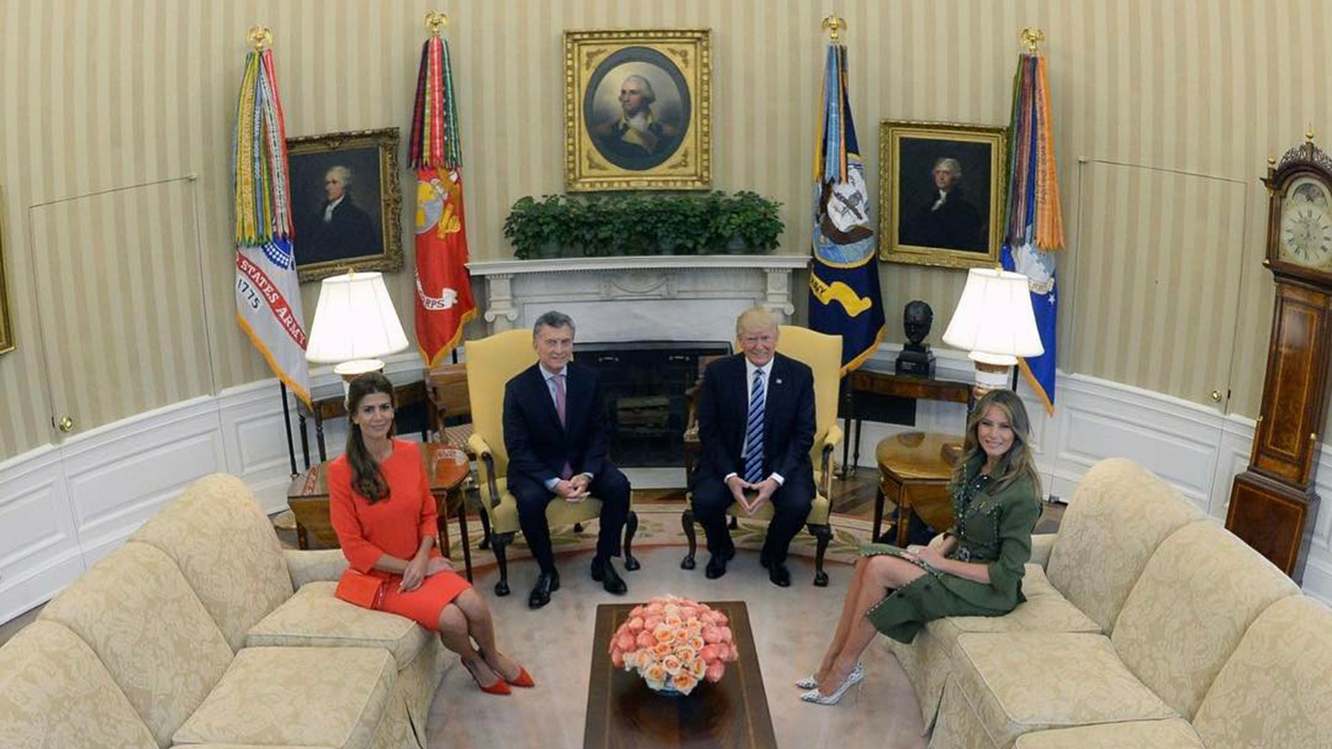 Donald y Melania Trump recibieron a Mauricio Macri y a Juliana Awada en la Casa Blanca, en abril de 2017