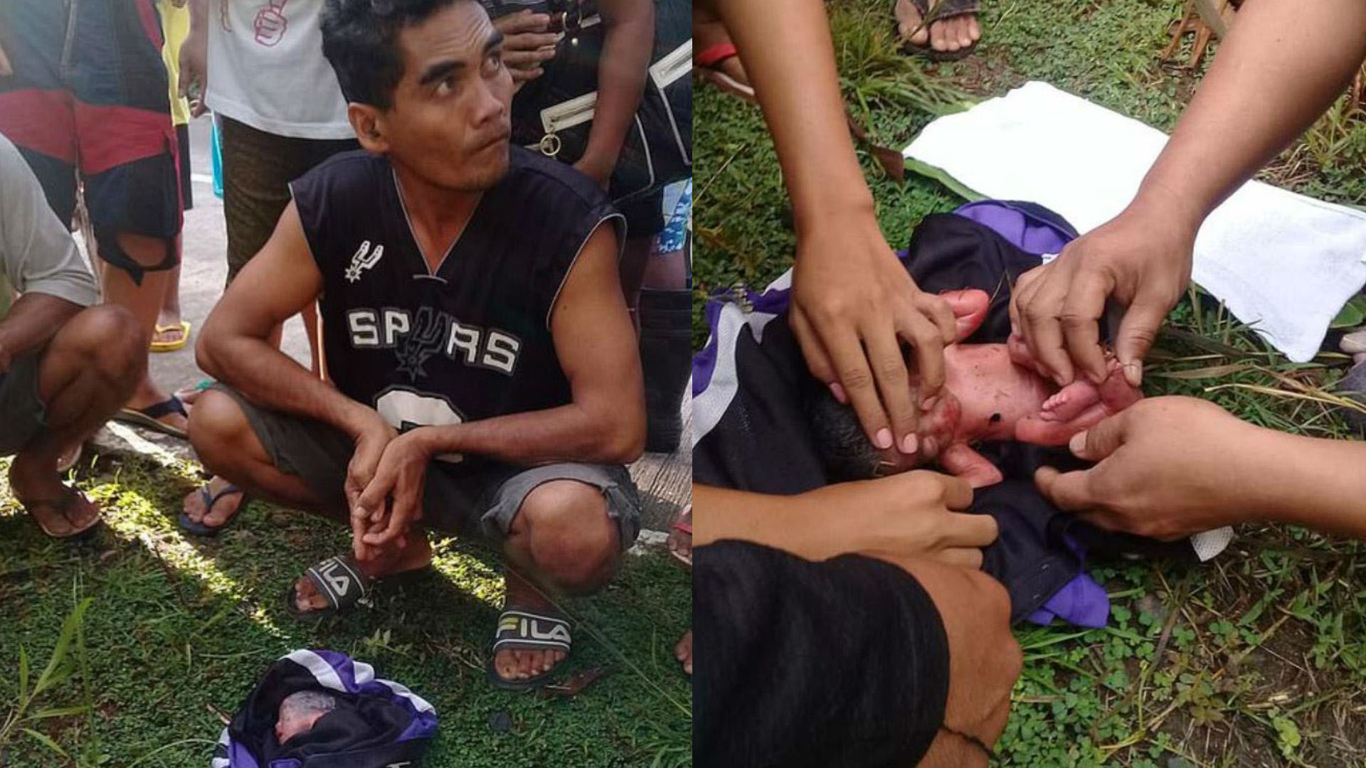 La gente se reunió para auxiliar a una de las bebés que lloraba y se movía tras ser arrojada. (Foto: gentileza ViralPress)