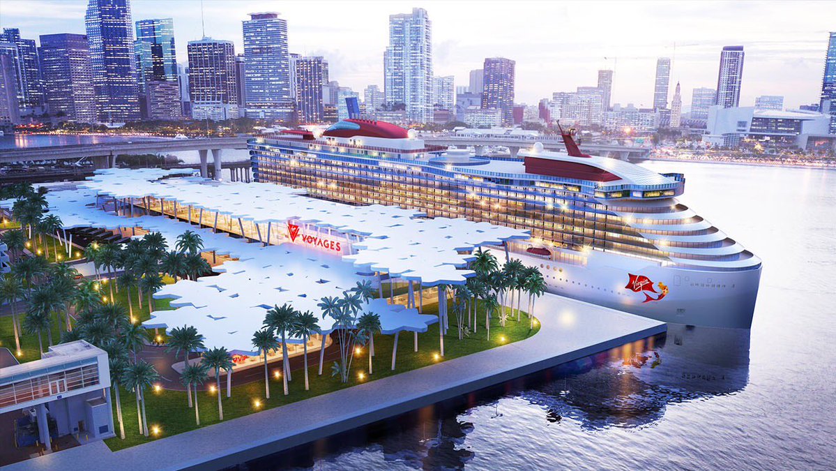 Richard Branson presentó el diseño de su nueva terminal para los cruceros Virgin en Miami