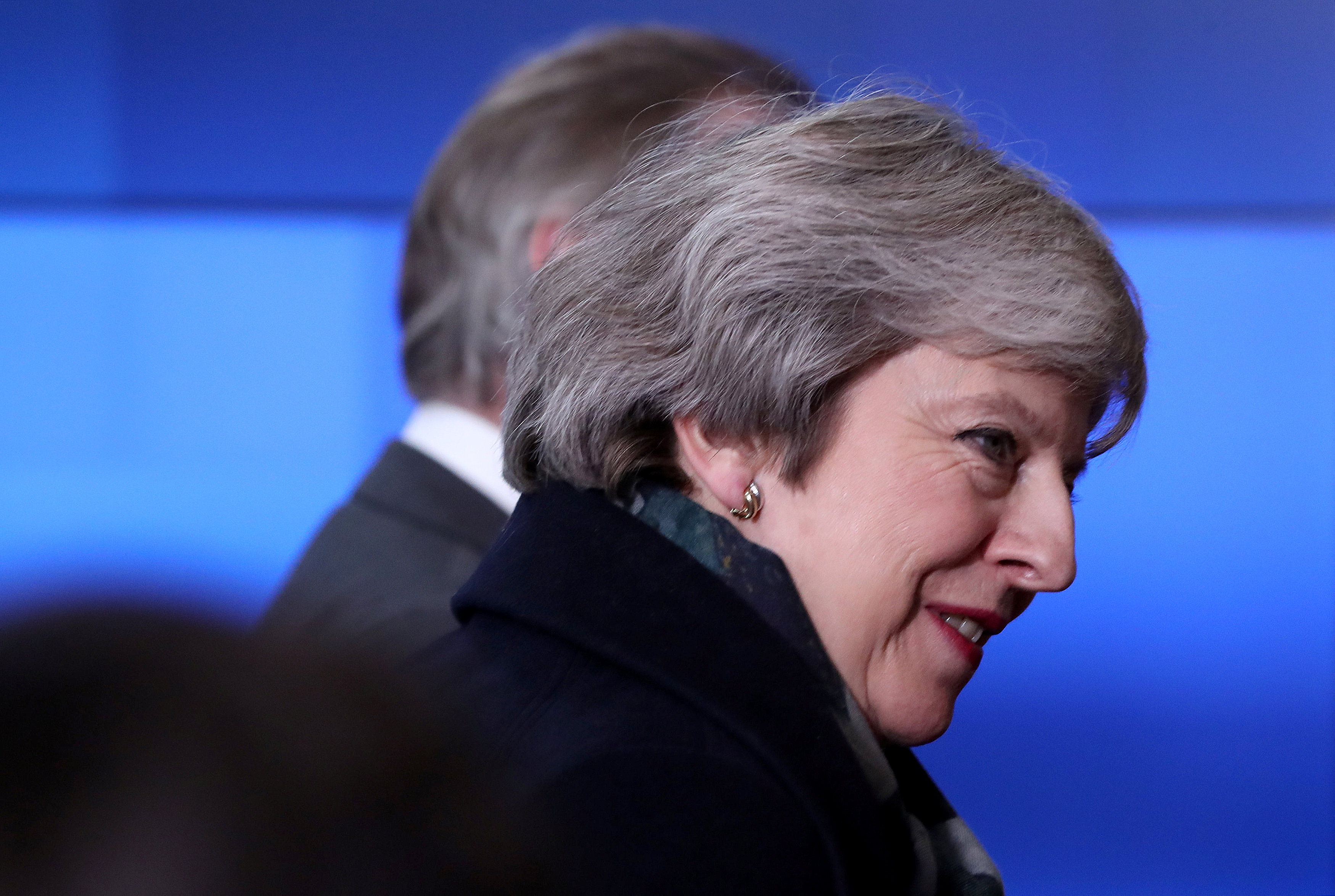 Theresa May durante un encuentro con el presidente del Consejo Europeo Donald Tusk en Bruselas (REUTERS/Yves Herman)