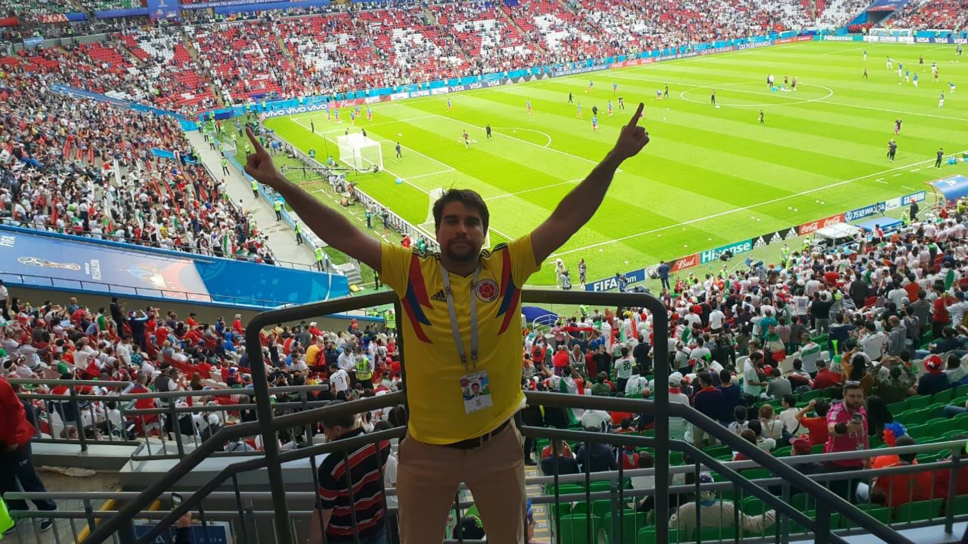 Anuche en el Mundial Rusia 2018. Aunque vivió y trabajó en Ecuador, nunca pudo ver a jugar a Boca, equipo del cual es fanático a la distancia. Si tiene suerte, llegará poco minutos antes de que empiece el partido.